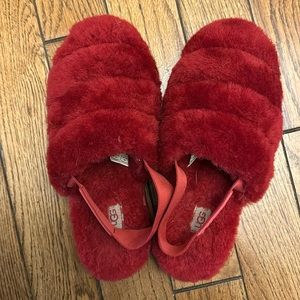 Red sling back Ugg slippers (fluff yeah)